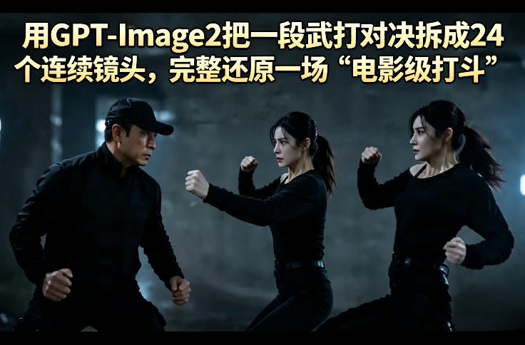 用GPT-Image2把一段武打对决拆成24个连续镜头，完整还原一场“电影级打斗”-优优云网创
