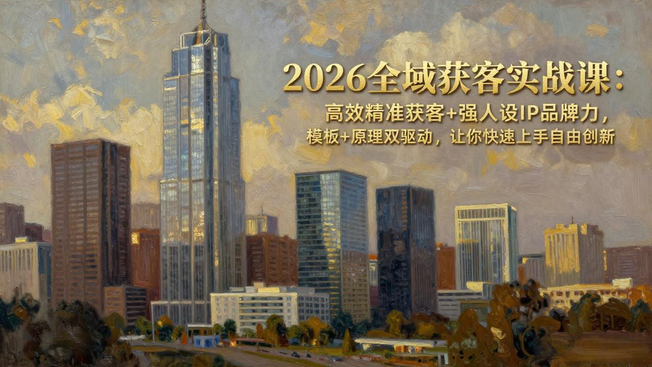 2026全域获客实战课：高效精准获客+强人设IP品牌力，模板+原理双驱动，让你快速上手自由创新-优优云网创