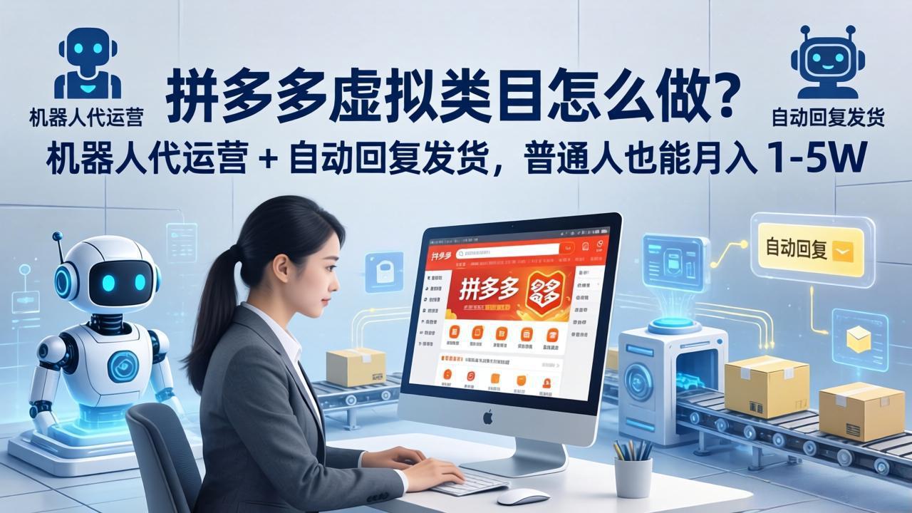 拼多多虚拟类目怎么做？机器人代运营 + 自动回复发货，普通人也能月入 1-5W-优优云网创