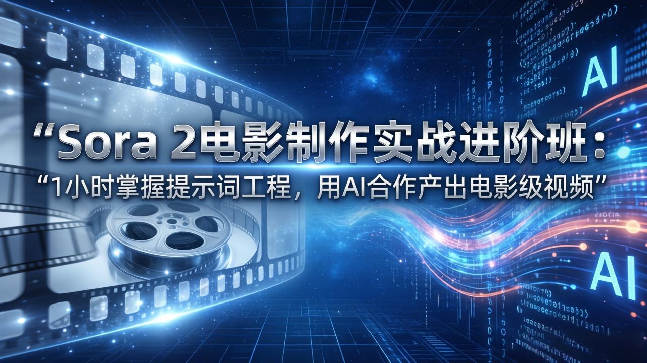 Sora 2电影制作实战进阶班：1小时掌握提示词工程，用AI合作产出电影级视频-优优云网创