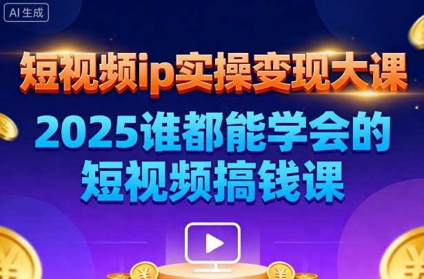 短视频ip实操变现大课,7月26-27日广州站线下课,2025谁都能学会的短视频搞钱课-云网创