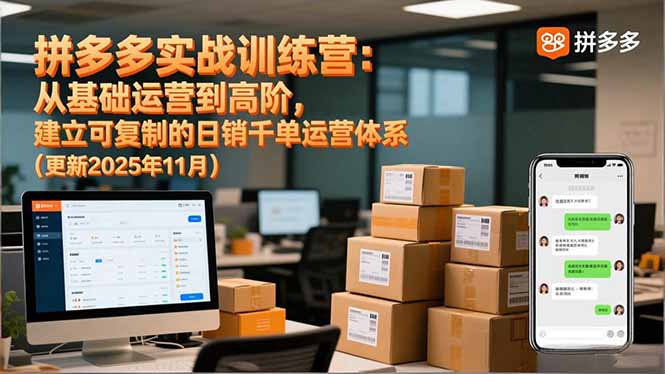 拼多多实战训练营：从基础运营到高阶，建立可复制的日销千单运营体系(更新11月-优优云网创