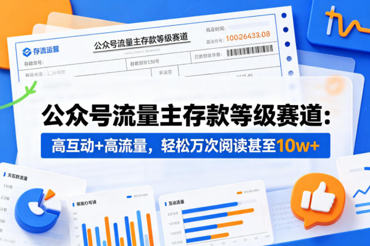 公众号流量主之存款等级赛道，高互动+高流量，轻松达到万次阅读，甚至10w+-优优云网创