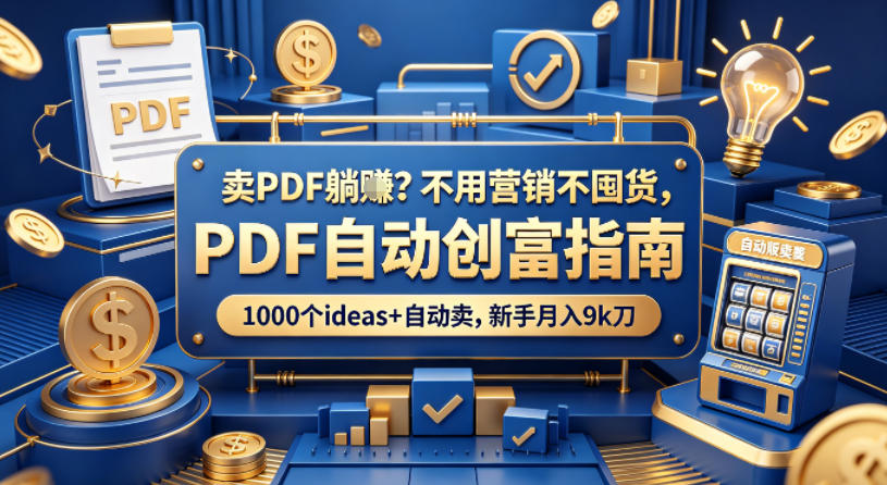 卖PDF躺賺？不用营销不囤货，PDF自动创富指南，1000个ideas+自动卖，新手月入9k刀【原创双语字幕】-优优云网创