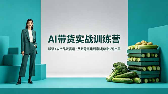 AI带货实战训练营,服装+农产品双赛道,从账号搭建到素材剪辑快速出单-优优云网创