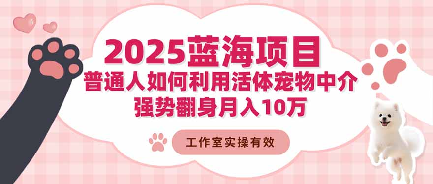 2025蓝海项目:普通人如何利用活体宠物中介,强势翻身月入10万-焱冰网创资源库