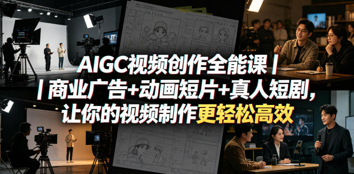 AIGC视频创作全能课|商业广告+动画短片+真人短剧,让你的视频制作更轻松高效-优优云网创