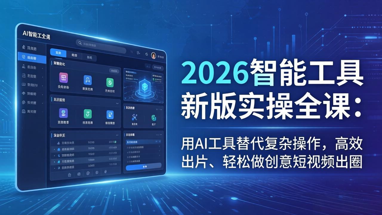 2026智能工具新版实操全课：用AI工具替代复杂操作，高效出片、轻松做创意短视频出圈-优优云网创