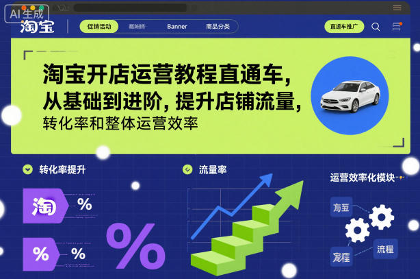 淘宝开店运营教程直通车，从基础到进阶，提升店铺流量，转化率和整体运营效率(更新26年05月27日)-优优云网创