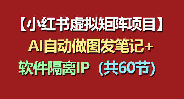 小红书虚拟矩阵项目：软件隔离IP+AI自动做图发笔记(共60节)-优优云网创