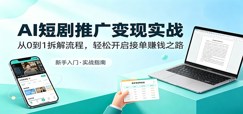 AI短剧推广变现实战：从0到1拆解流程，轻松开启接单赚钱之路-优优云网创