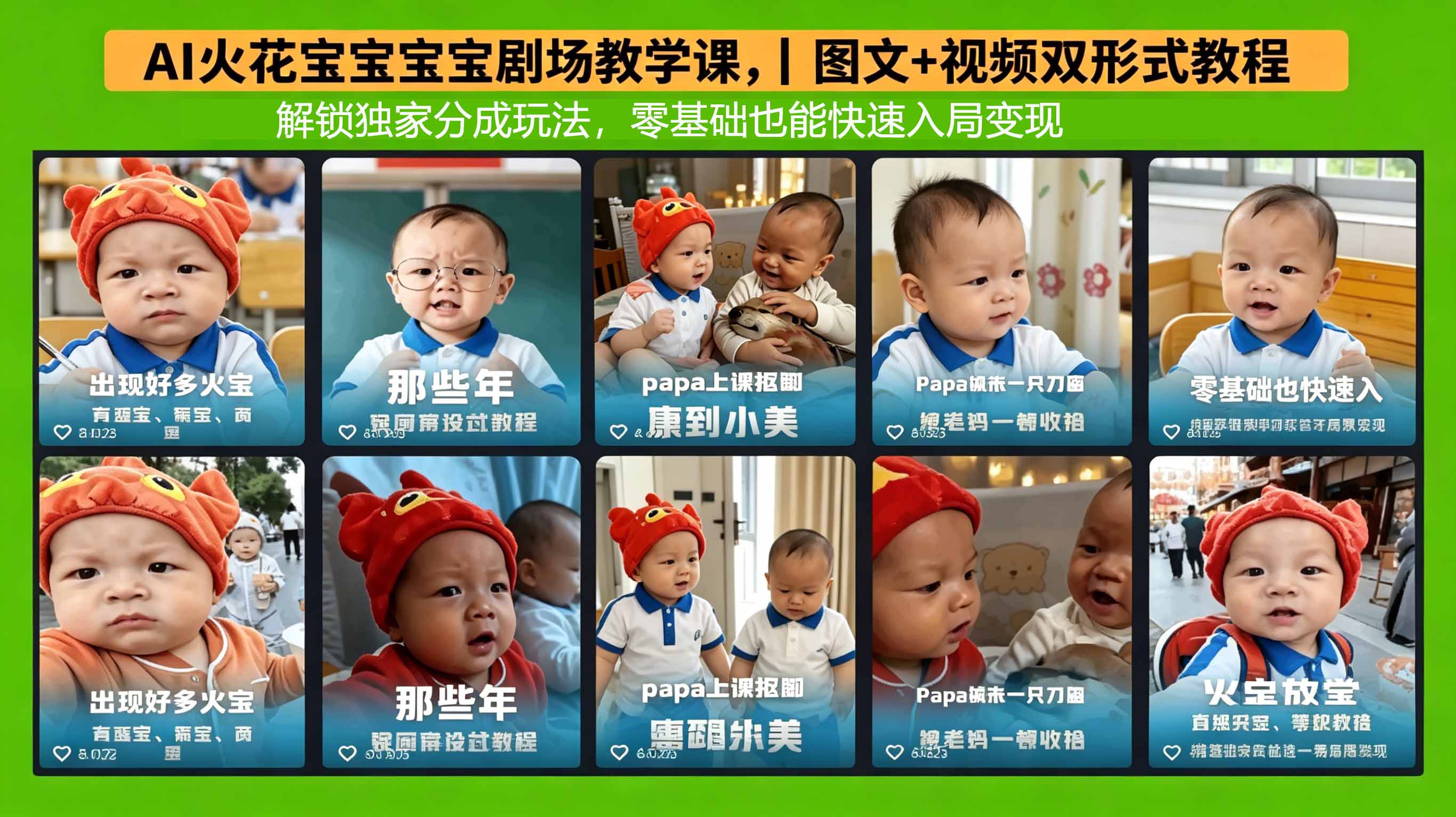 AI火花宝宝宝宝剧场教学课，图文+视频双形式教程，解锁独家分成玩法，零基础也能快速入局变现-优优云网创