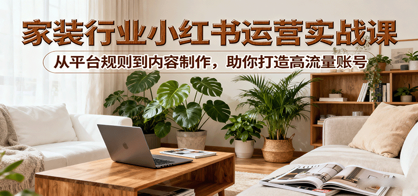 图片[1]-小红书家装行业运营实战课：从平台规则到内容制作，助你打造高流量账号-优优云网创