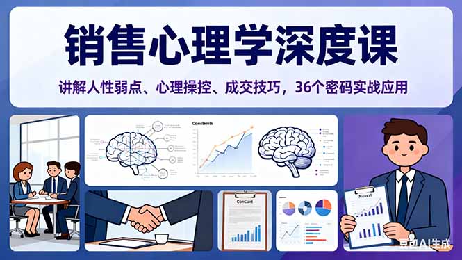销售心理学深度课，讲解人性弱点、心理操控、成交技巧，36个密码实战应用-优优云网创