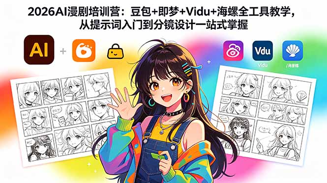 2026AI漫剧培训营：豆包+即梦+Vidu+海螺全工具教学，从提示词入门到分镜设计一站式掌握-优优云网创