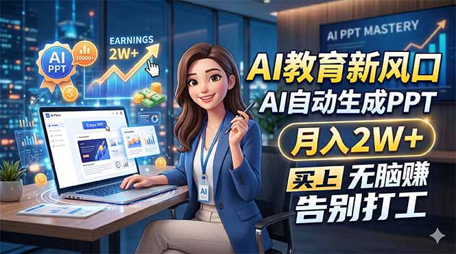 AI教育新风口，AI自动生成PPT，月入2W+，无脑赚，告别打工-优优云网创