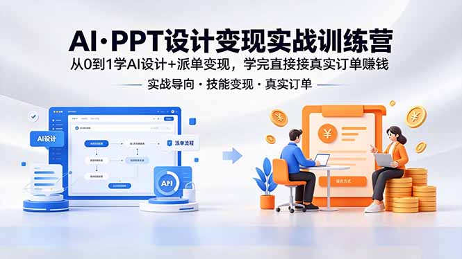 AI·PPT设计变现实战训练营，从0到1学AI设计+派单变现，学完直接接真实订单赚钱-优优云网创