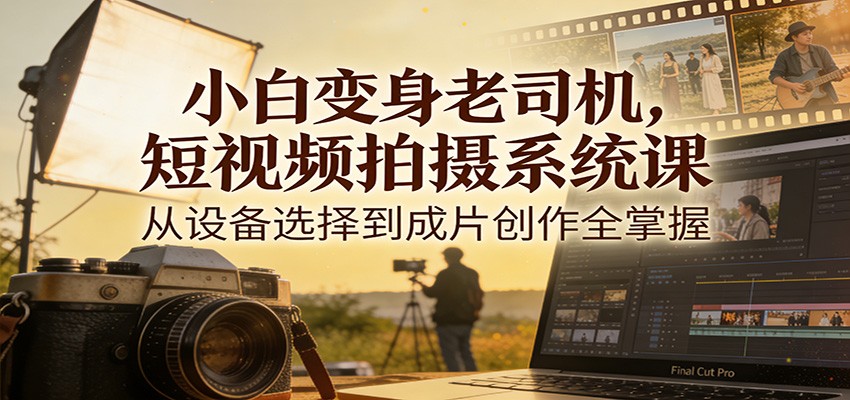 小白变身老司机，短视频拍摄系统课，从设备选择到成片创作全掌握-优优云网创