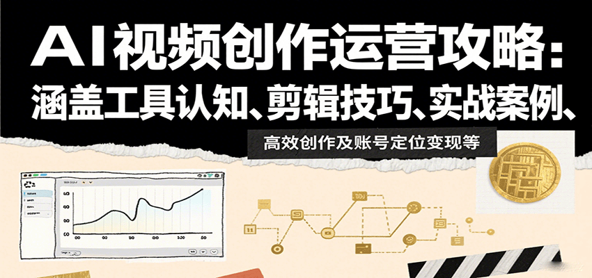 图片[1]-AI视频创作运营攻略：涵盖工具认知、剪辑技巧、实战案例、高效创作及账号定位变现等-优优云网创