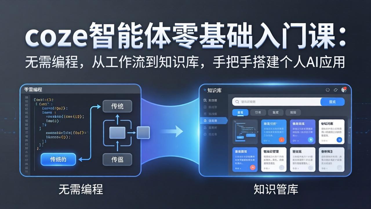 coze智能体零基础入门课：无需编程，从工作流到知识库，手把手搭建个人AI应用-优优云网创