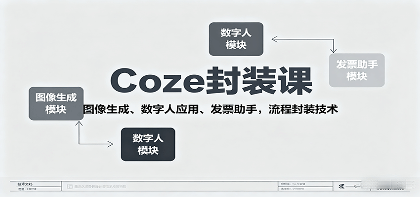 图片[1]-Coze封装课，图像生成、数字人应用、发票助手，流程封装技术-优优云网创