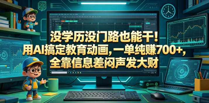 没学历没门路也能干！用AI搞定教育动画，一单纯賺700+，全靠信息差闷声发大财【揭秘】-优优云网创