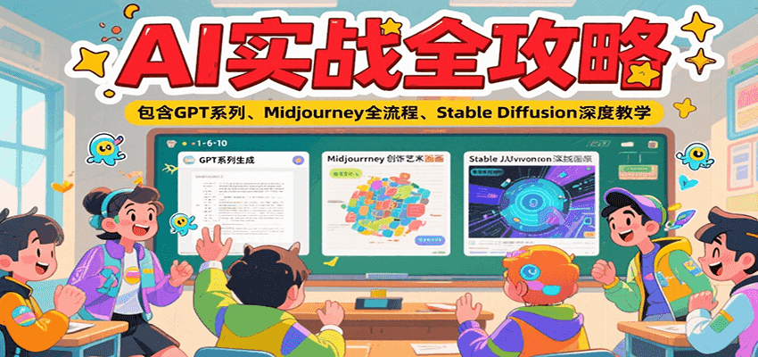 图片[1]-AI实战全攻略，包含GPT系列、Midjourney全流程、Stable Diffusion深度教学-优优云网创