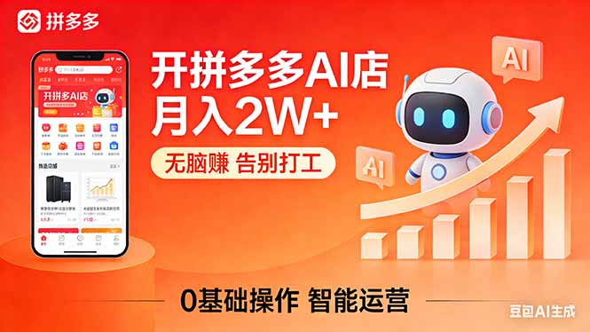 开一家拼多多AI店，月入2W+，无脑赚，告别打工，附SOP手册-优优云网创