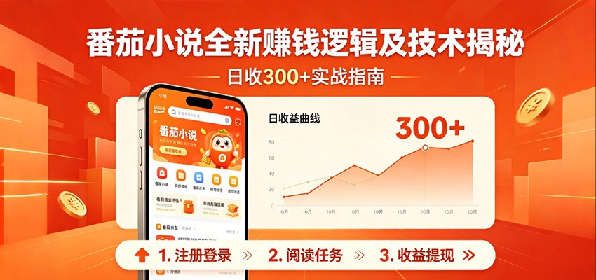 番茄小说全新赚钱逻辑及技术日收300+，小白新书皆可做！无脑赚就行了！-优优云网创