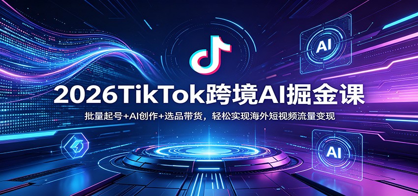 2026TikTok跨境AI掘金课：批量起号+AI创作+选品带货，轻松实现海外短视频流量变现-优优云网创