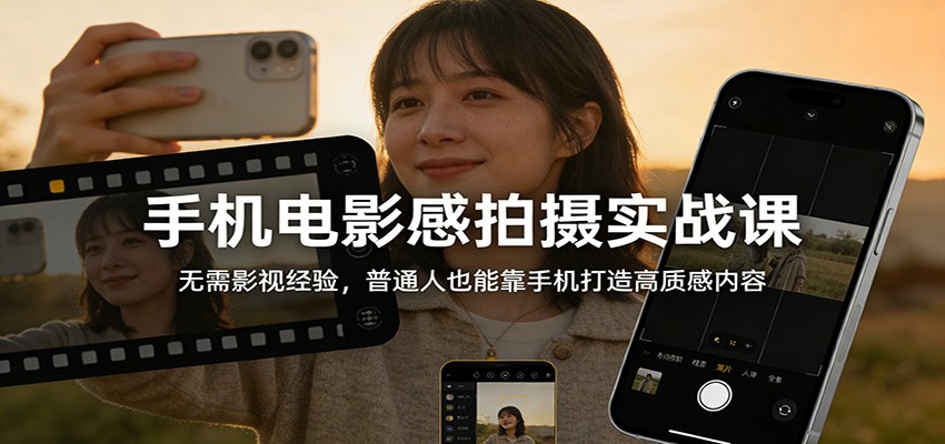 手机电影感拍摄实战课：无需影视经验，普通人也能靠手机打造高质感内容-优优云网创