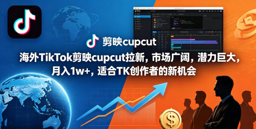 海外TikTok剪映cupcut拉新，市场广阔，潜力巨大，月入1w+，适合TK创作者的新机会-优优云网创