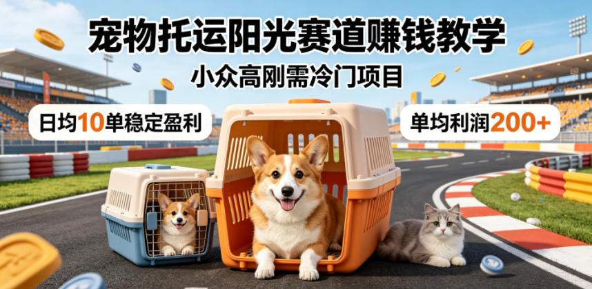 宠物托运阳光赛道賺钱教学，小众高刚需冷门项目，日均10单稳定盈利，单均利润200+-优优云网创
