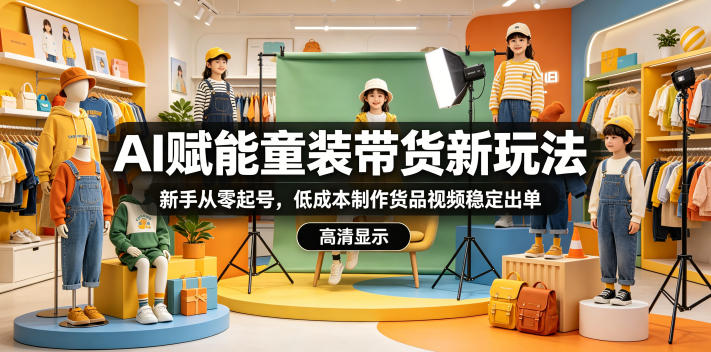 AI赋能童装带货新玩法，新手从零起号，低成本制作货品视频稳定出单-优优云网创