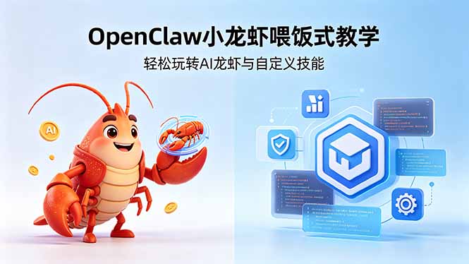 不用懂技术！OpenClaw小龙虾喂饭式教学，轻松玩转AI龙虾与自定义技能 (5月22更新-优优云网创